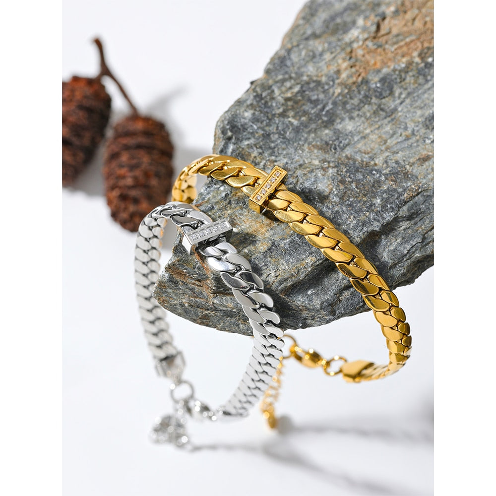 Bangle Zircon 18K Gold Plated Bracelet - eclatis