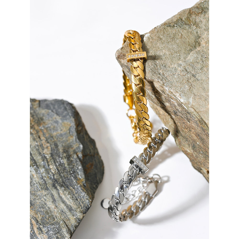 Bangle Zircon 18K Gold Plated Bracelet - eclatis