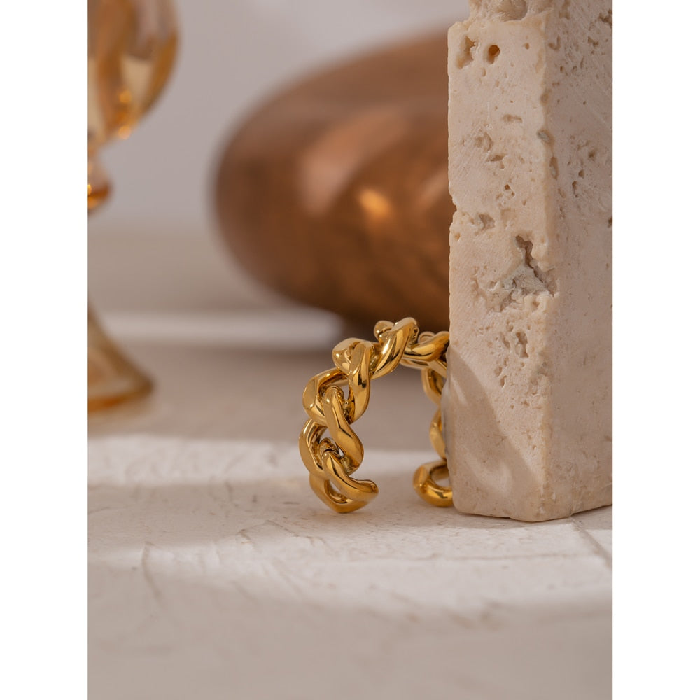 Chain Opening 18K Gold Plated Ring - eclatis