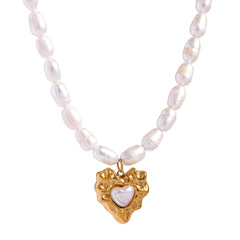 Heart Pearl 18K Gold Plated Necklace - eclatis