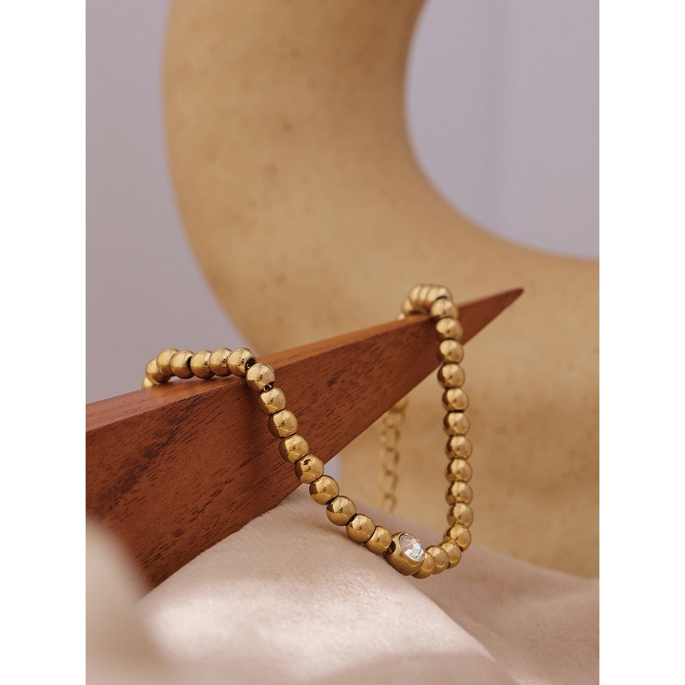 Bead Chain 18k Gold Plated Bracelet - eclatis