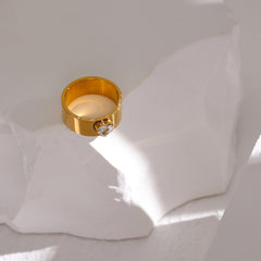 Heart Zirconia 18k Gold Plated Ring - eclatis