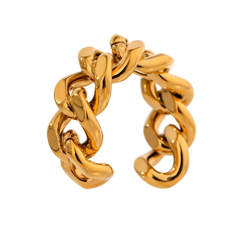 Chain Opening 18K Gold Plated Ring