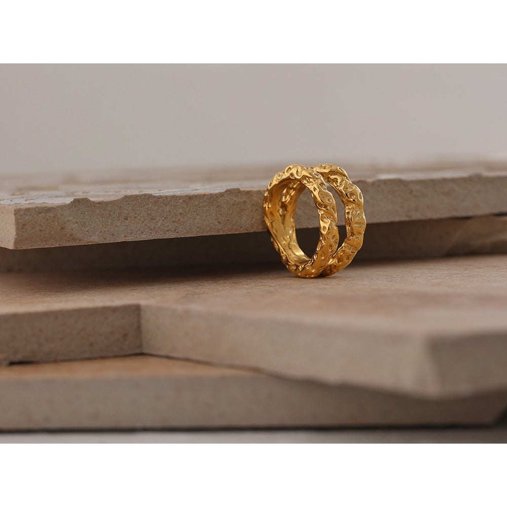 Round 18K Gold Plated Rings - eclatis