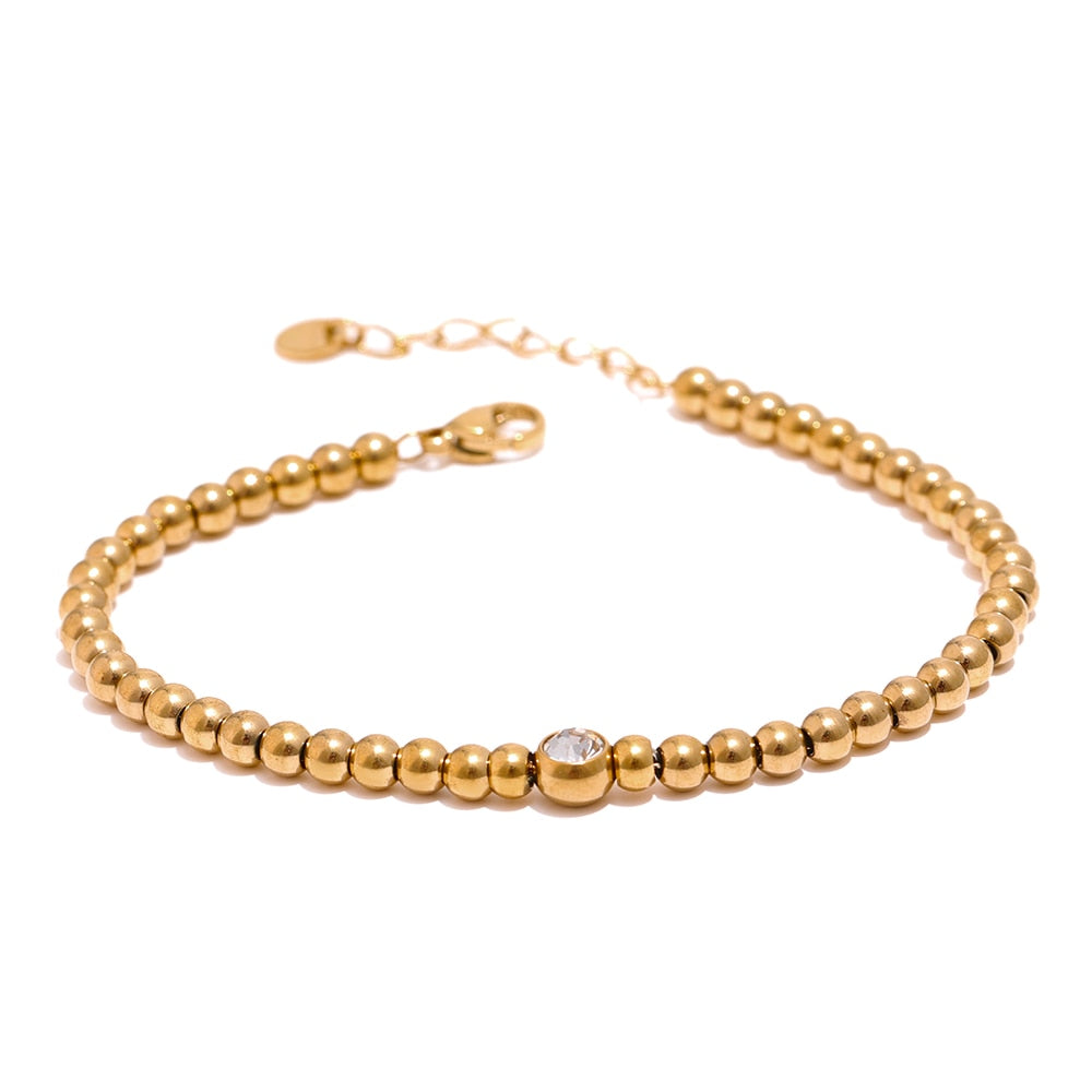 Bead Chain 18k Gold Plated Bracelet - eclatis