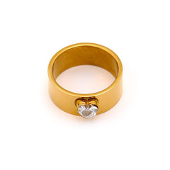 Heart Zirconia 18k Gold Plated Ring - eclatis