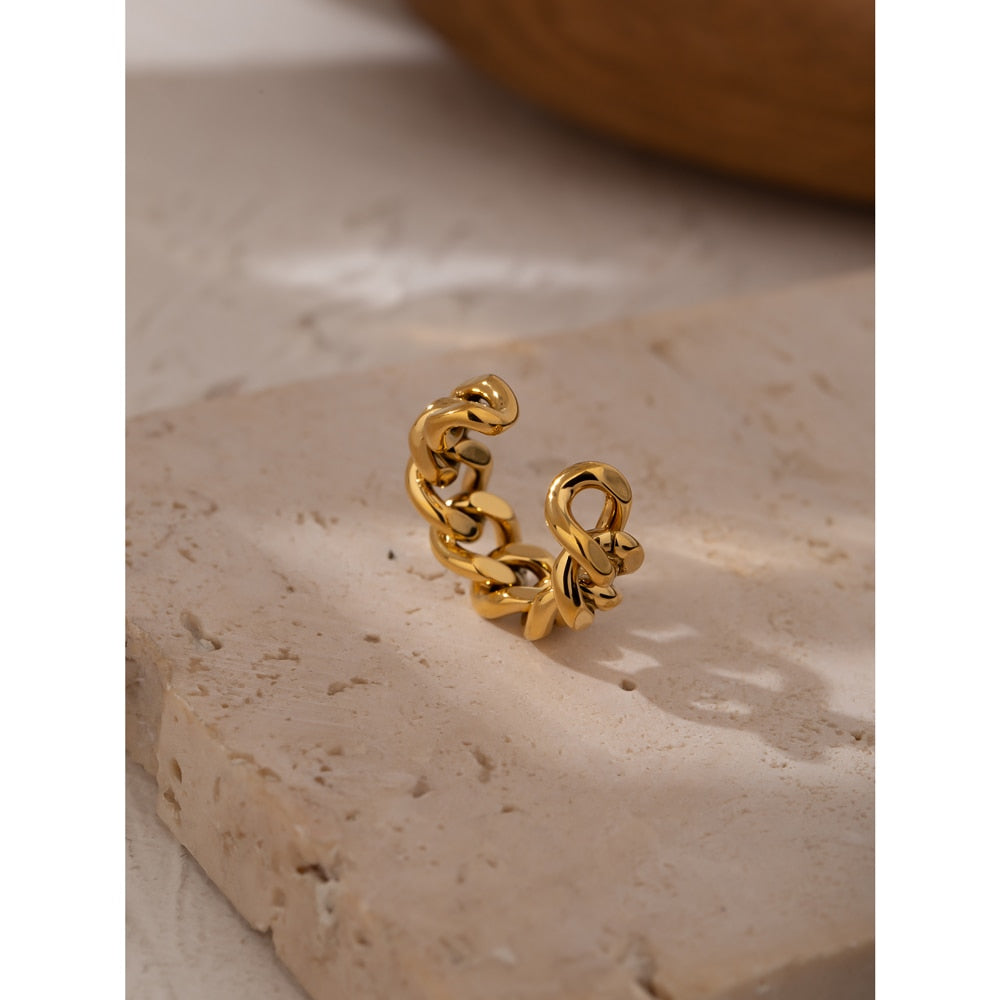 Chain Opening 18K Gold Plated Ring - eclatis