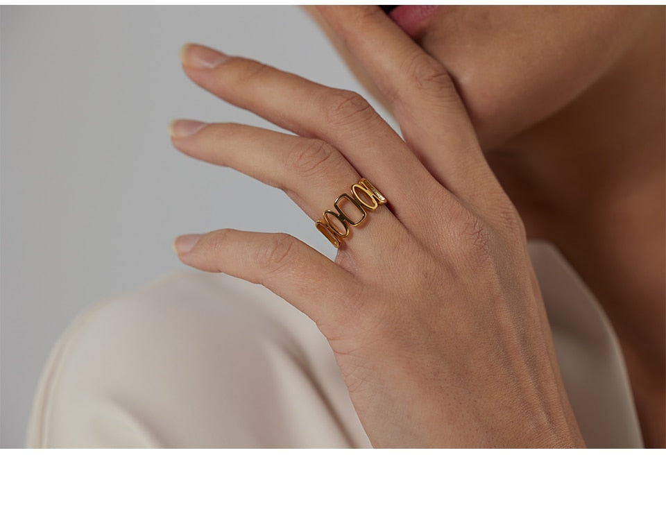 Irregular Opening 18K Gold Plated Ring - eclatis