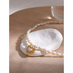 Heart Pearl 18K Gold Plated Necklace - eclatis