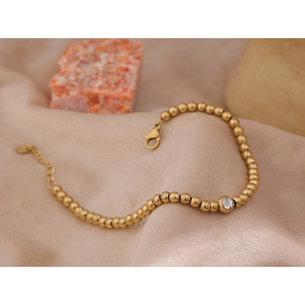 Bead Chain 18k Gold Plated Bracelet - eclatis