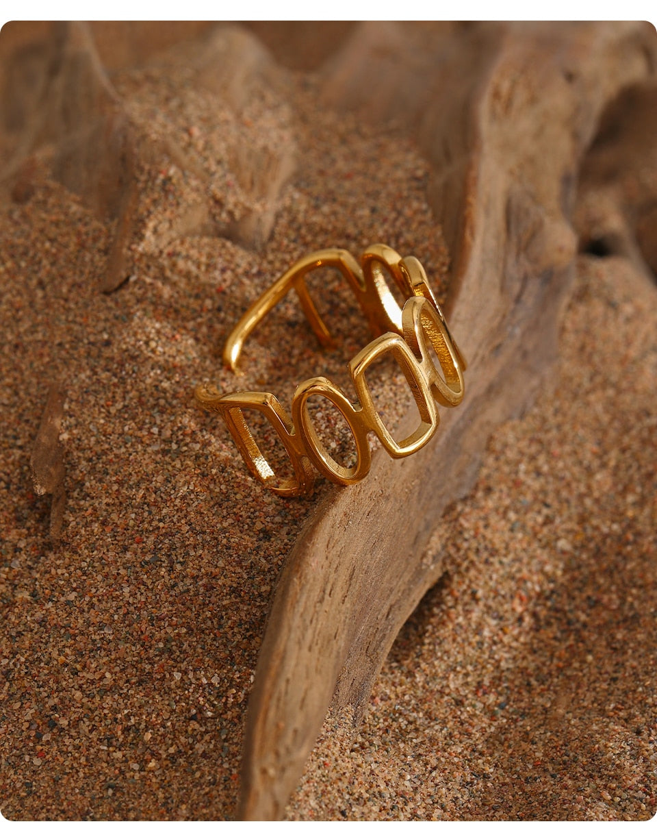 Irregular Opening 18K Gold Plated Ring - eclatis