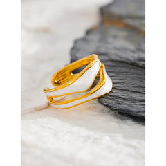 Enamel Irregular 18k Gold Plated Ring - eclatis