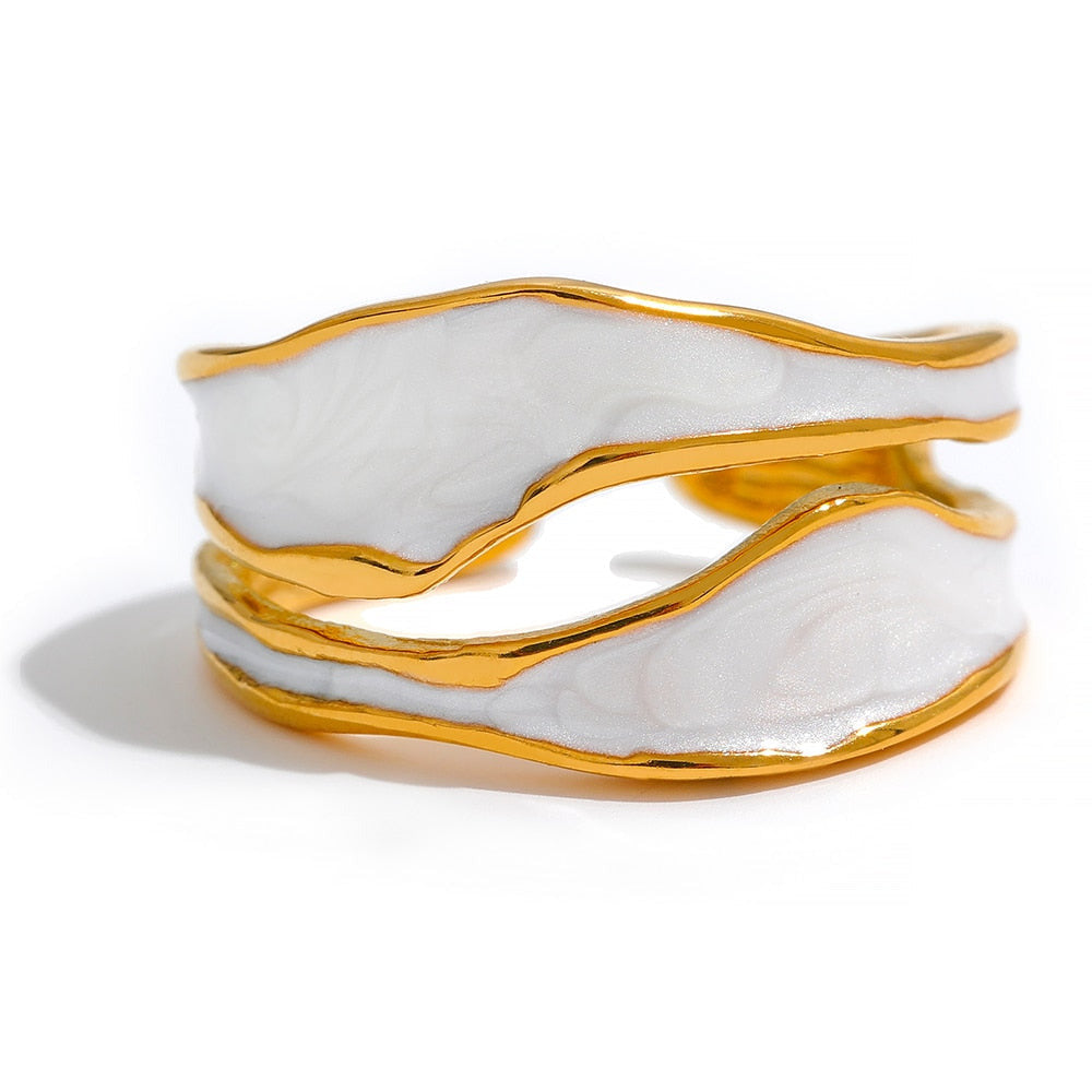 Enamel Irregular 18k Gold Plated Ring - eclatis