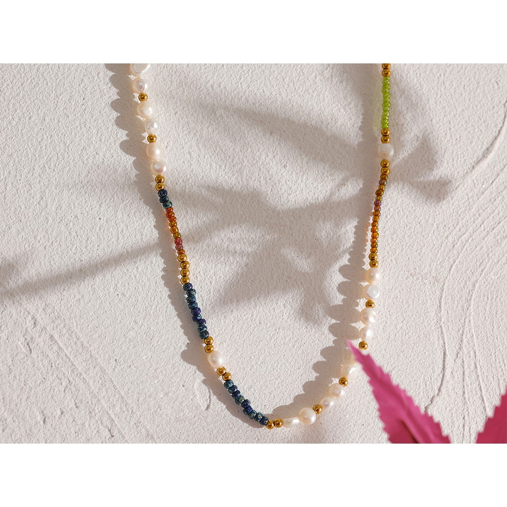 Natural Freshwater Pearls Measly Bead Necklace - eclatis