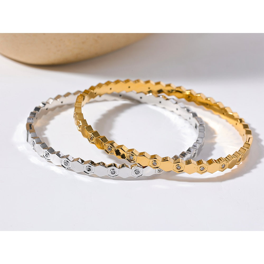 60mm Gold Zircon Bracelet 