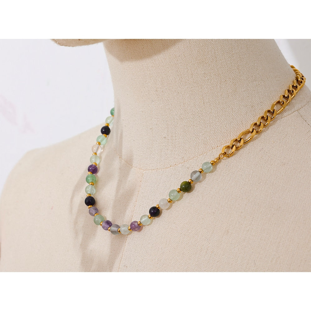 Colorful Natural Stone Beads Necklace - eclatis