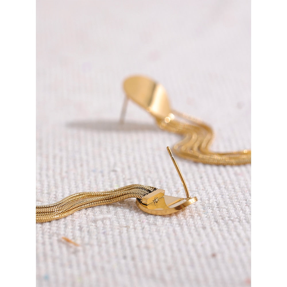 Long Tassel 18k Gold Plated Earrings - eclatis