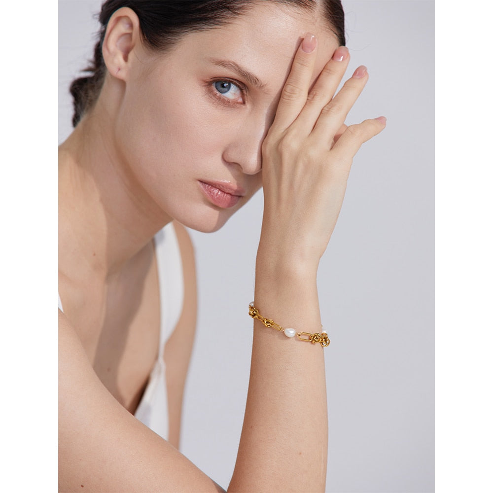 Natural Pearl 18K Gold Plated Bracelet - eclatis