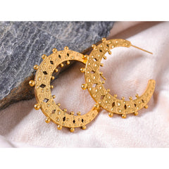 Vintage France 18k Gold Plated Moon Earrings - eclatis