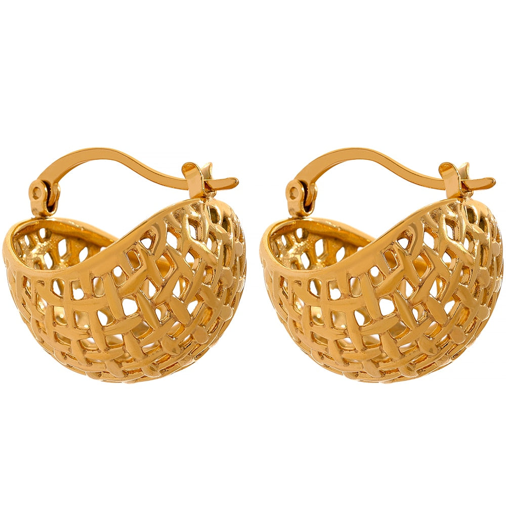 Texture 18k Gold Plated Earrings - eclatis