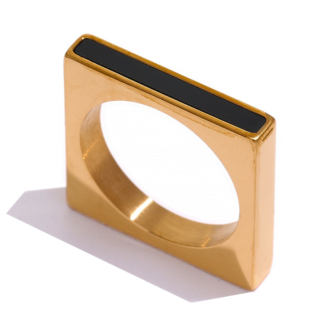 Geometric Square 18K Gold Plated Ring - eclatis