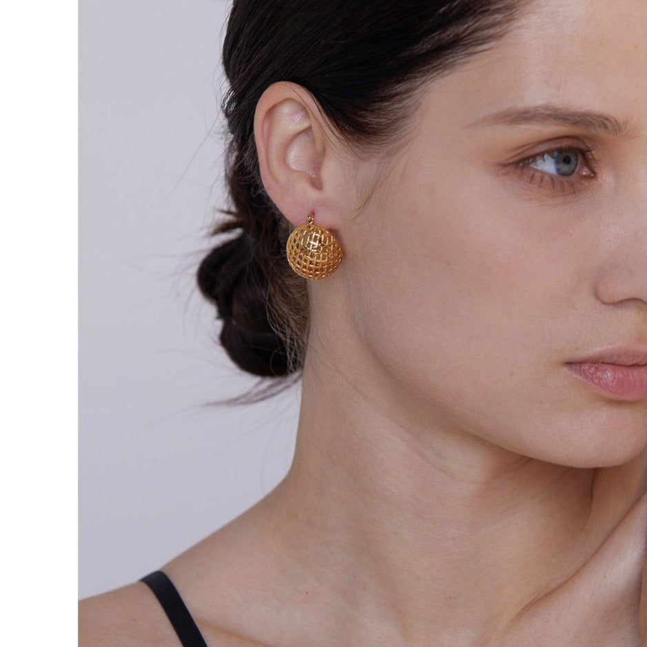 Texture 18k Gold Plated Earrings - eclatis