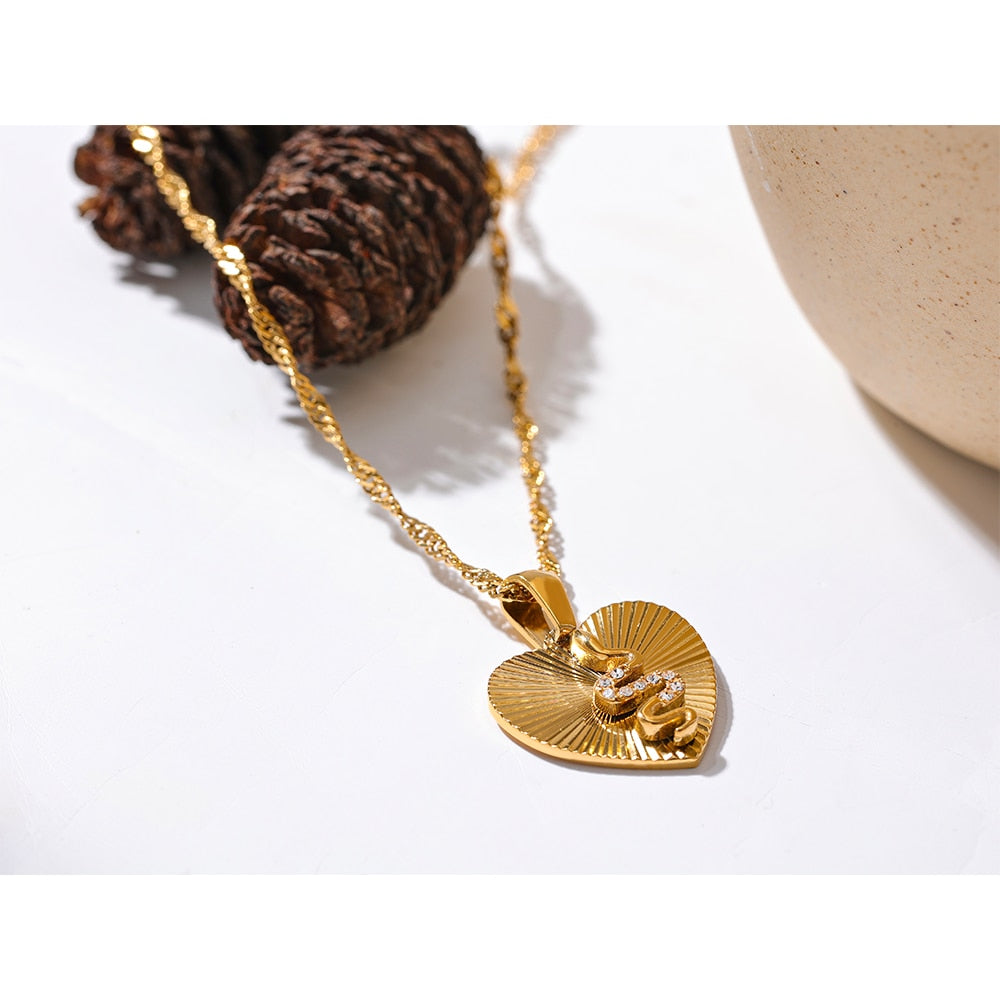 Heart Snake 18K Gold Plated Necklace - eclatis