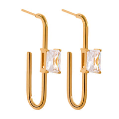 Cubic Zirconia 18K Gold Plated Drop Earrings - eclatis