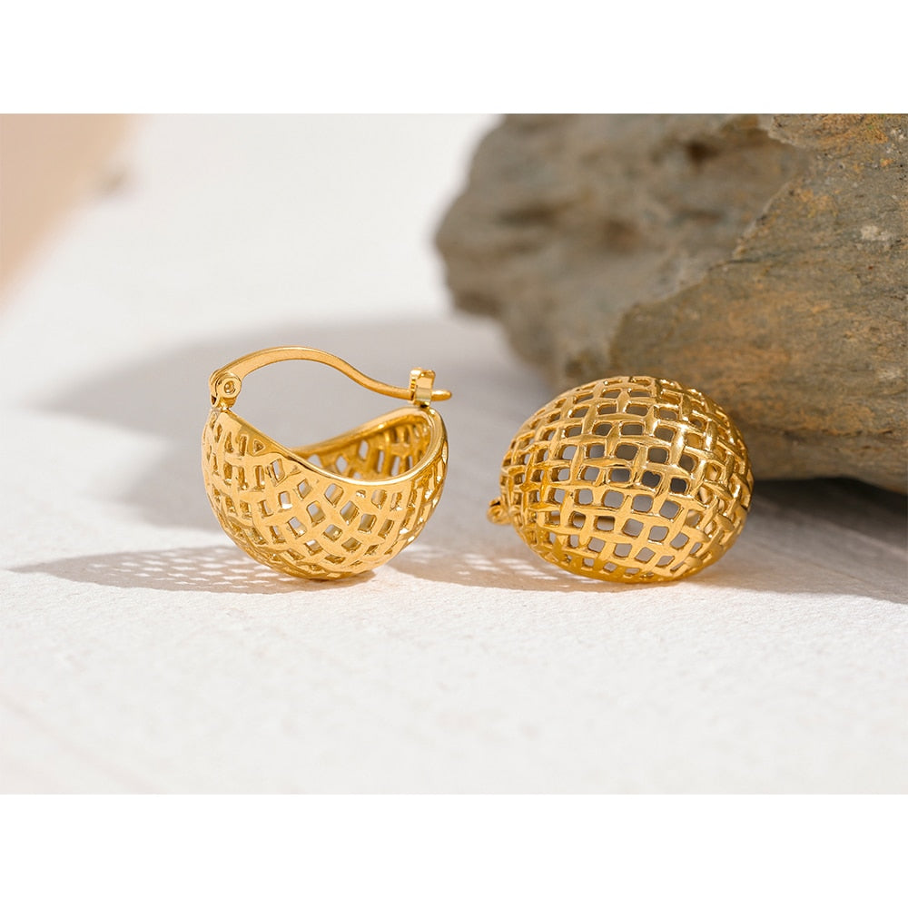 Texture 18k Gold Plated Earrings - eclatis