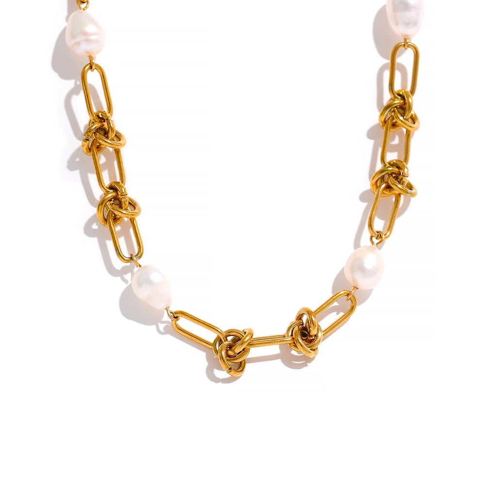 Natural Pearl 18K Gold Plated Necklace - eclatis