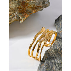 Layered Geometric Bangle 18k Gold Plated Bracelet - eclatis