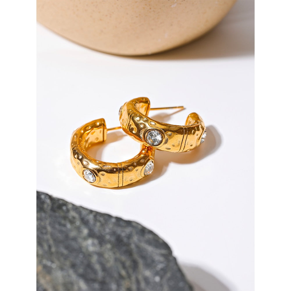 Geometric Hoop 18k Gold Plated Earrings - eclatis