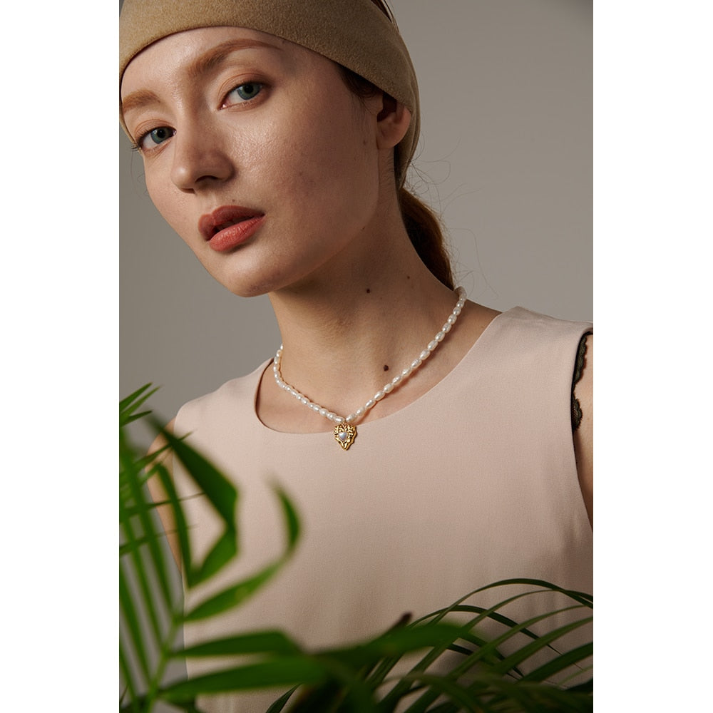 Heart Pearl 18K Gold Plated Necklace - eclatis