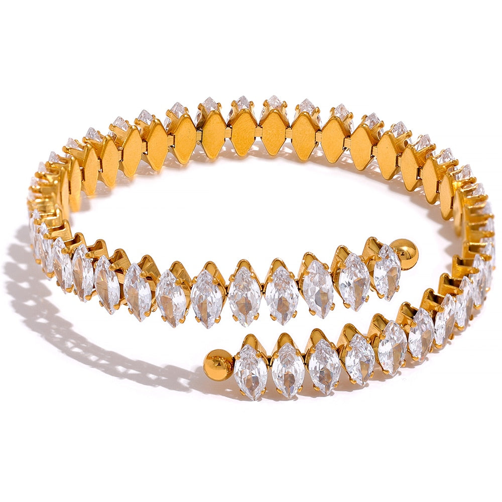 Cubic Zircon 8k Gold Plated Bracelet - eclatis