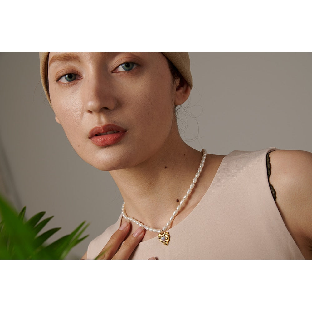 Heart Pearl 18K Gold Plated Necklace - eclatis