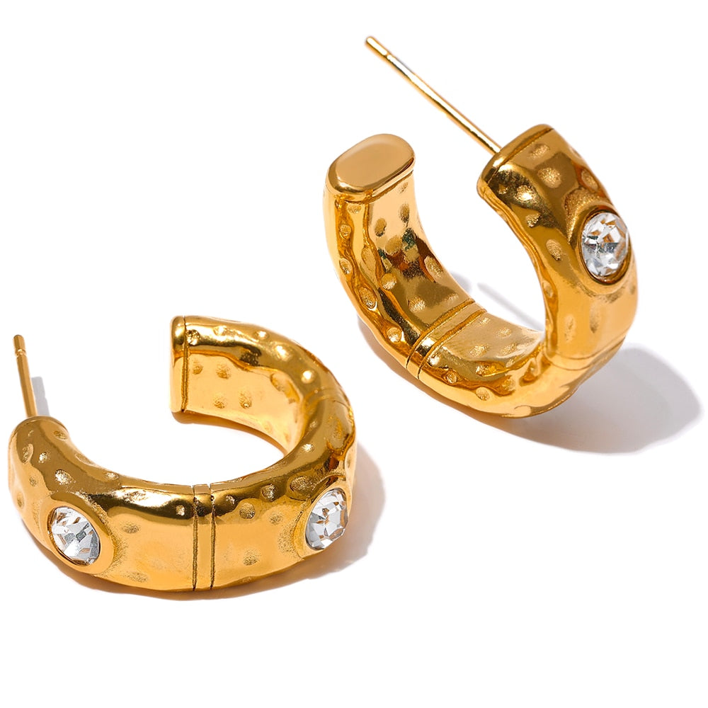 Geometric Hoop 18k Gold Plated Earrings - eclatis