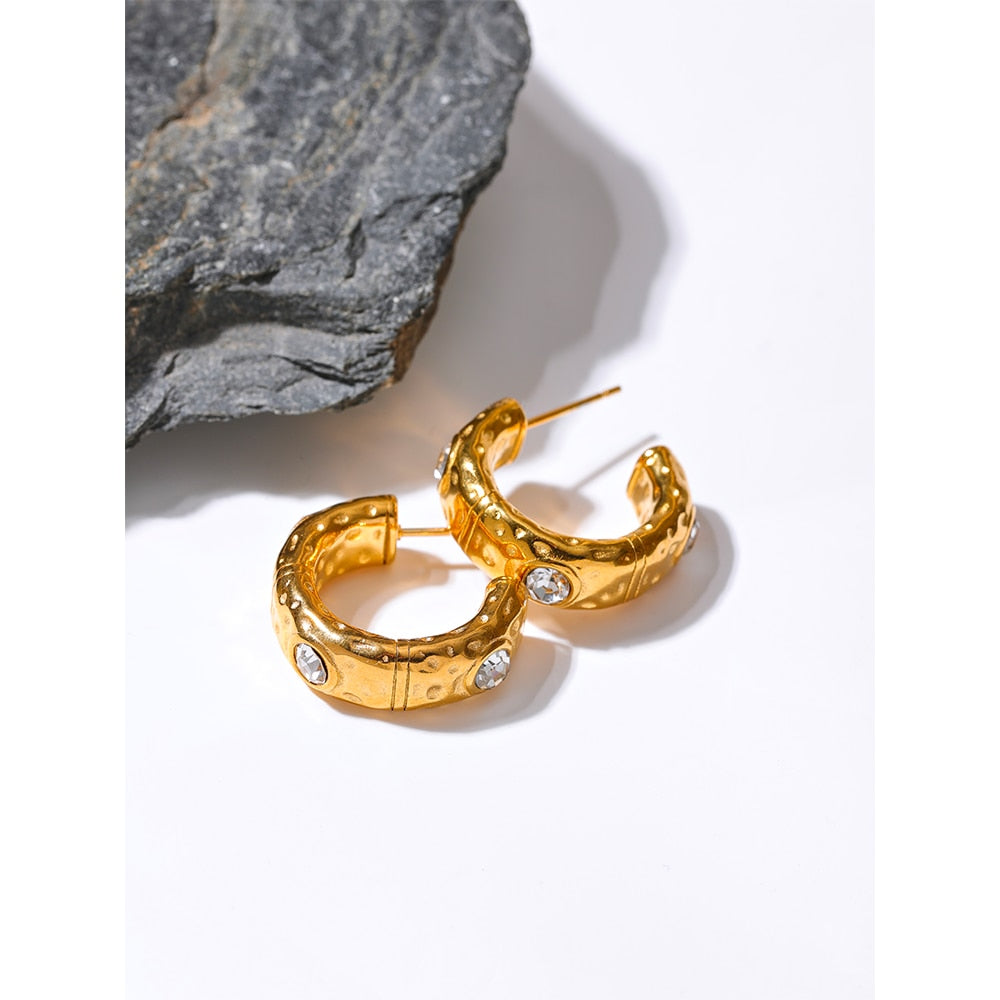 Geometric Hoop 18k Gold Plated Earrings - eclatis