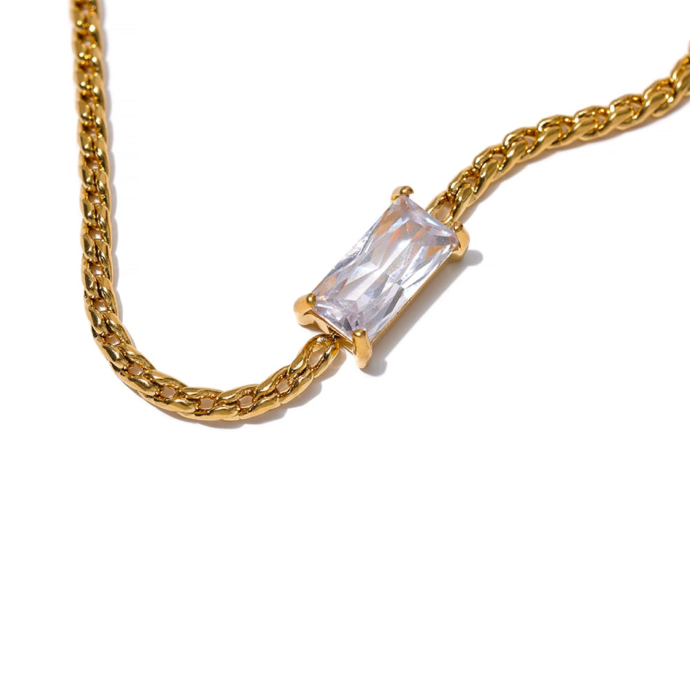 Exquisite Cubic Zirconia 18k Gold Plated Necklace - eclatis