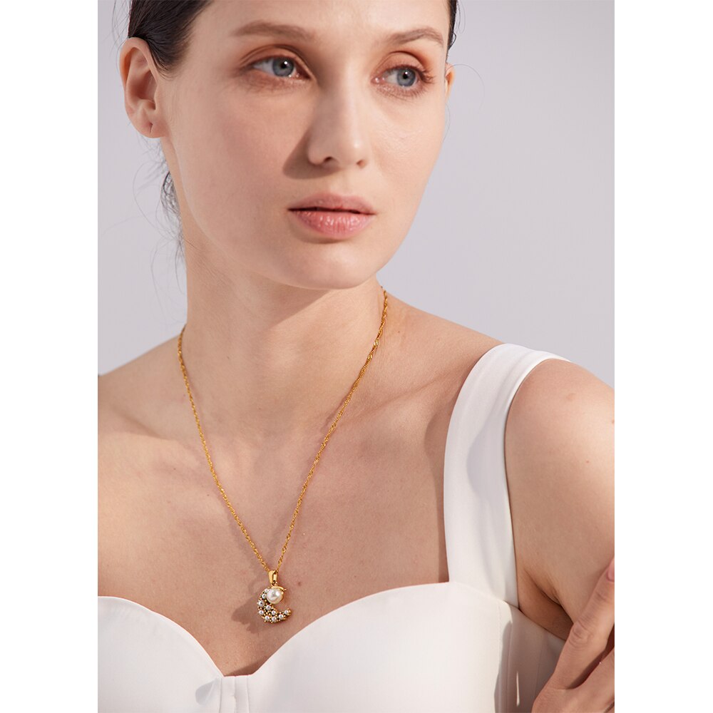 Moon 18k Gold Plated Necklace - eclatis