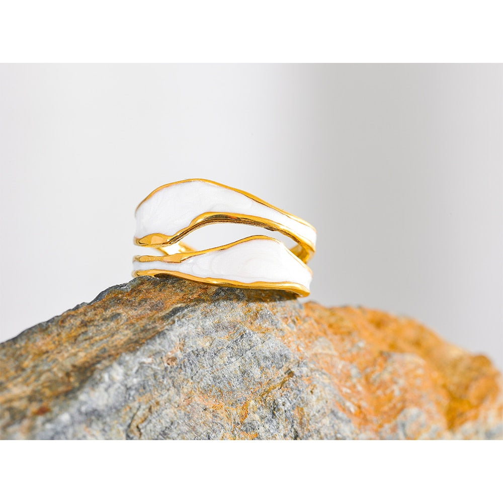 Enamel Irregular 18k Gold Plated Ring - eclatis