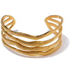 Layered Geometric Bangle 18k Gold Plated Bracelet - eclatis