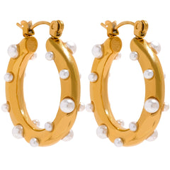 Pearls Imitation 18k Gold Plated Earrings - eclatis