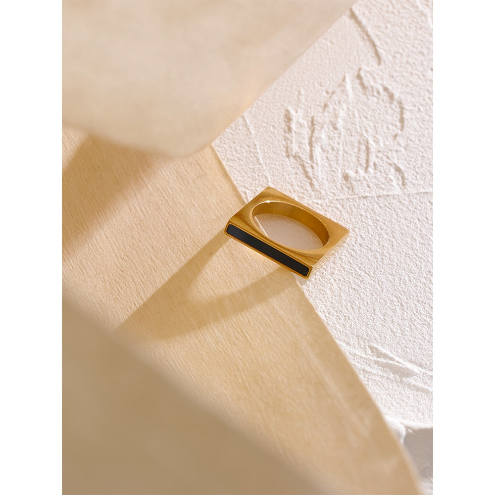 Geometric Square 18K Gold Plated Ring - eclatis