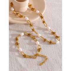 Natural Pearl 18K Gold Plated Necklace - eclatis