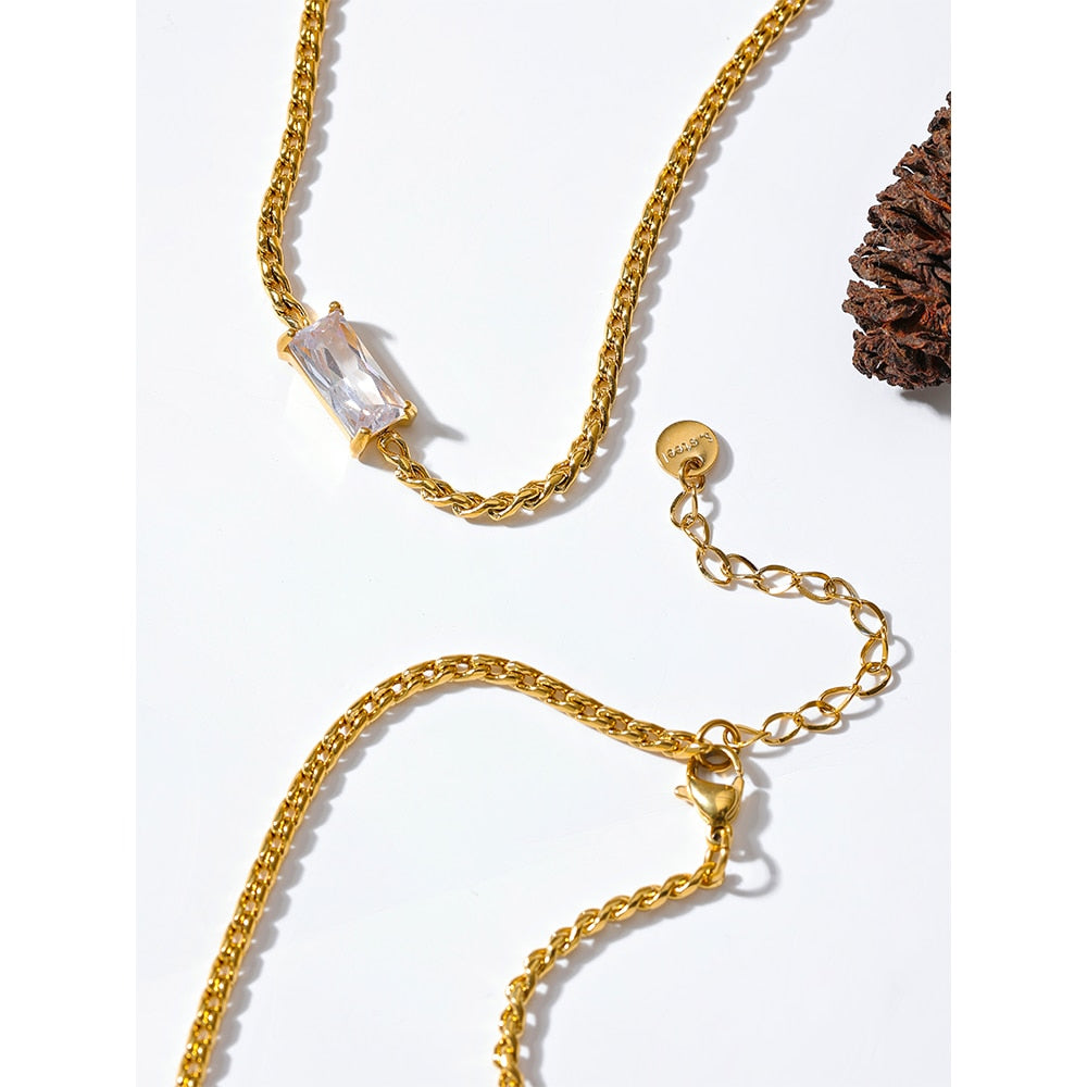 Exquisite Cubic Zirconia 18k Gold Plated Necklace - eclatis