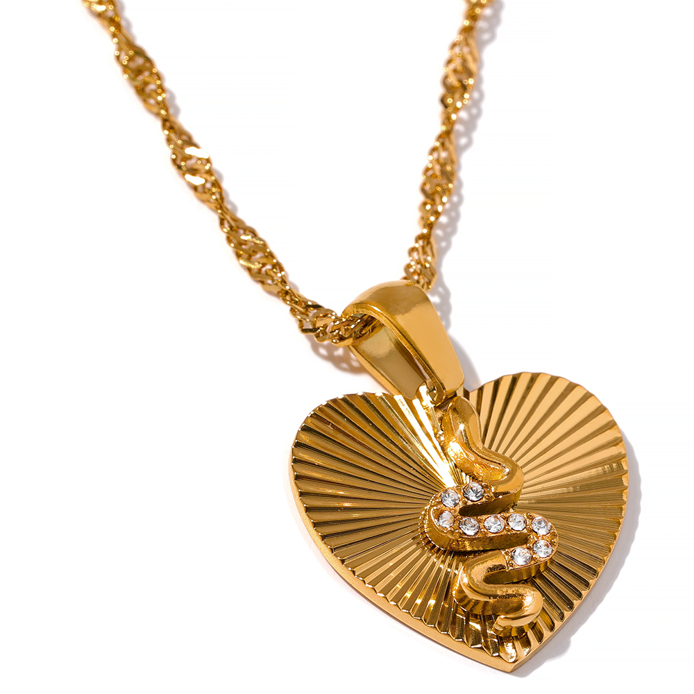 Heart Snake 18K Gold Plated Necklace - eclatis