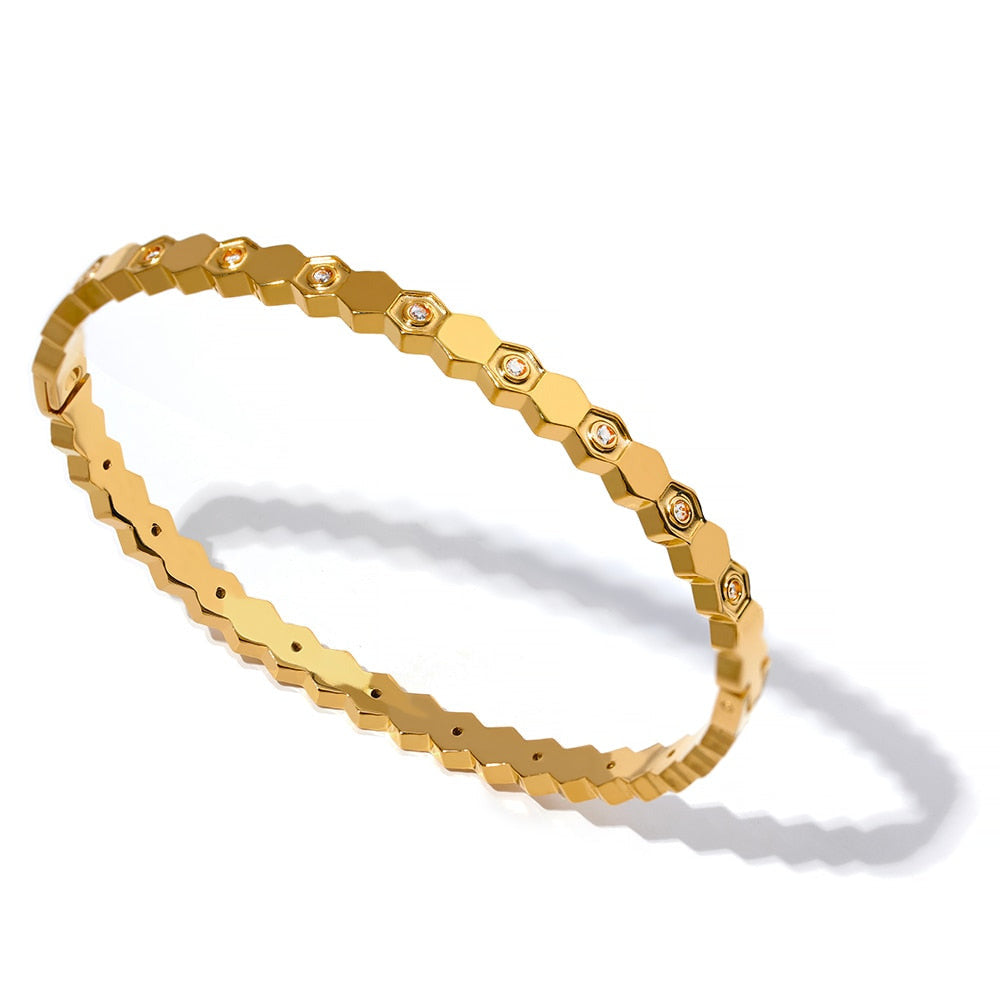 60mm 18K Gold Zircon Bracelet - eclatis